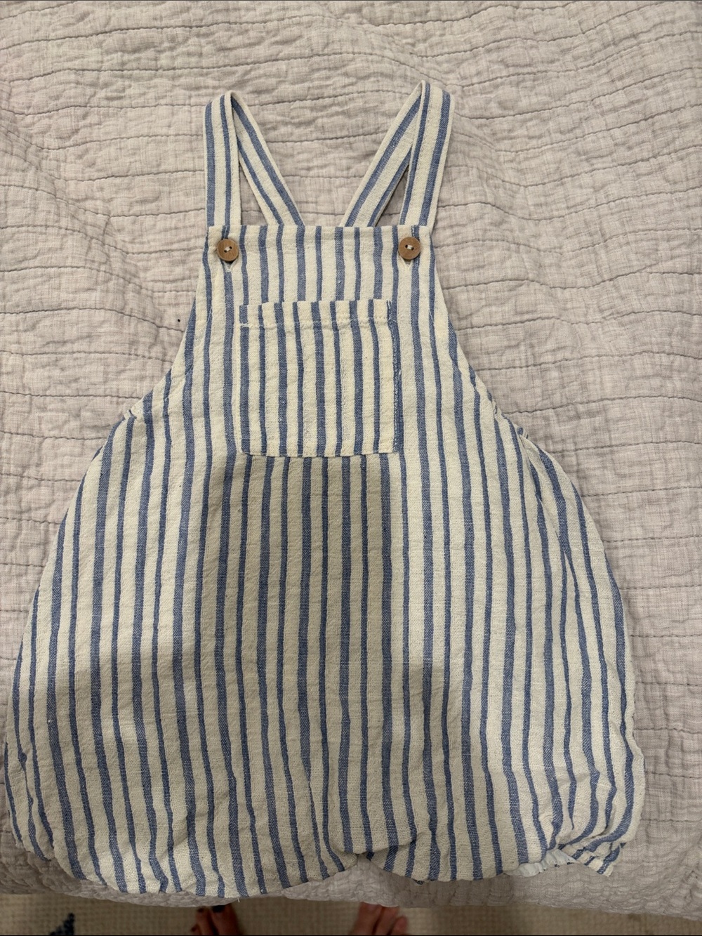 Zara Blue & White Striped Baby One-Piece Overalls